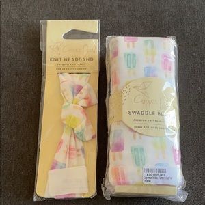 Copper Pearl swaddle and headband